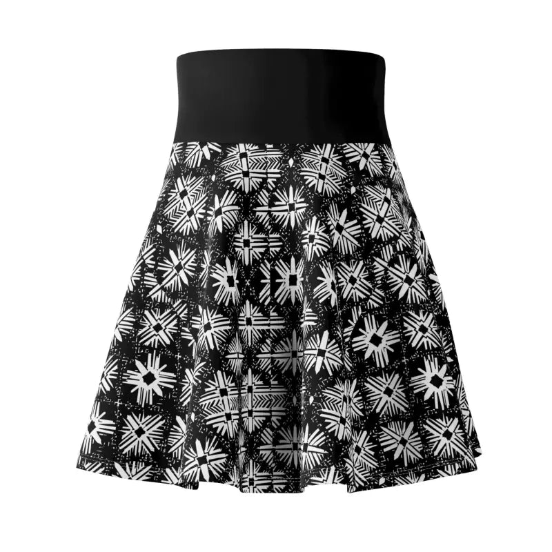 Black and white floral print skater skirt for women showcasing elegant pattern design