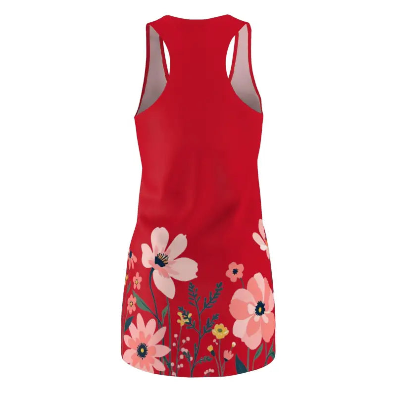 Red floral racerback dress for women, showcasing a vibrant and stylish design