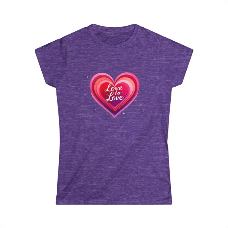 Purple Women Softstyle Tee Shirt featuring a heart graphic in Love to Love Design