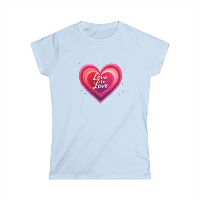 Light blue Women Softstyle Tee Shirt featuring a heart design in Love to Love style