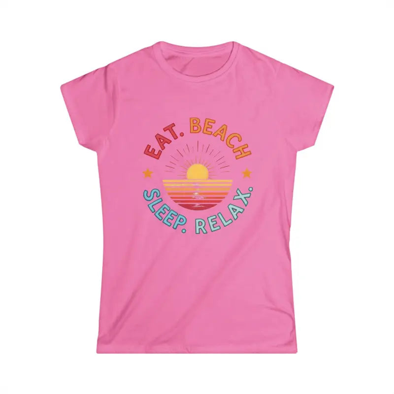 Pink t-shirt featuring a beach graphic from the Women Summer Vibes collection