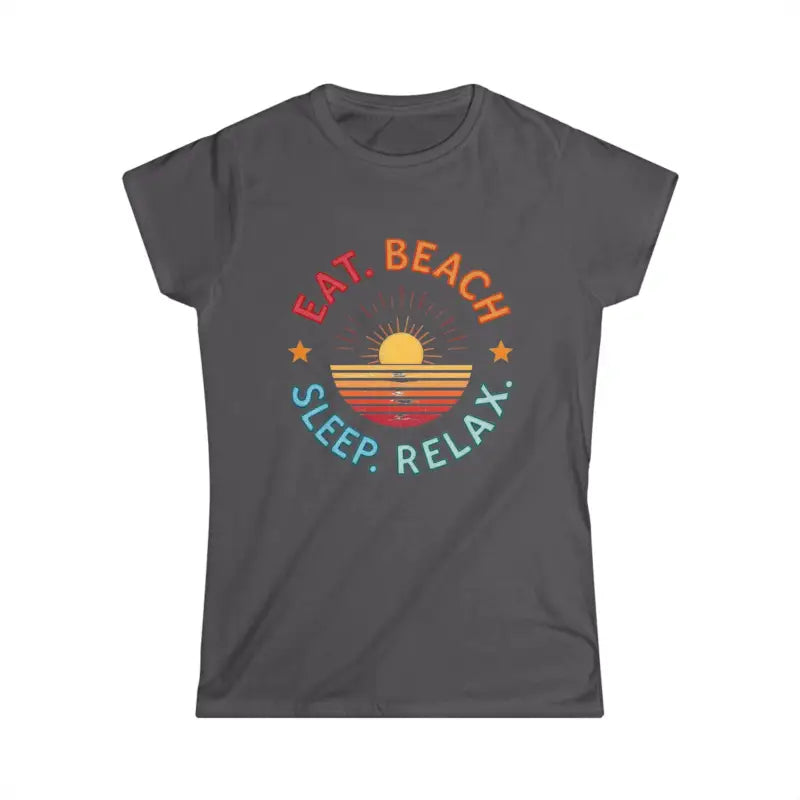 Gray t-shirt featuring a beach-themed graphic perfect for summer relaxation
