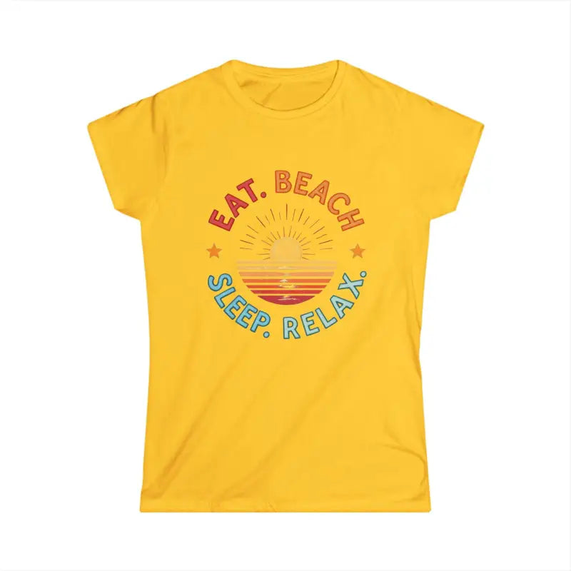 Yellow t-shirt featuring beach-themed graphic for Women Summer Vibes collection