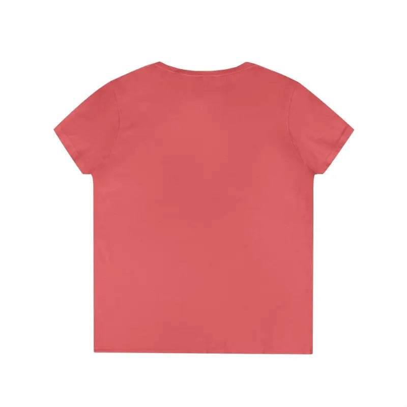 Reddish-pink short-sleeved Women V Neck Love Tee in Pink Gray Salmon