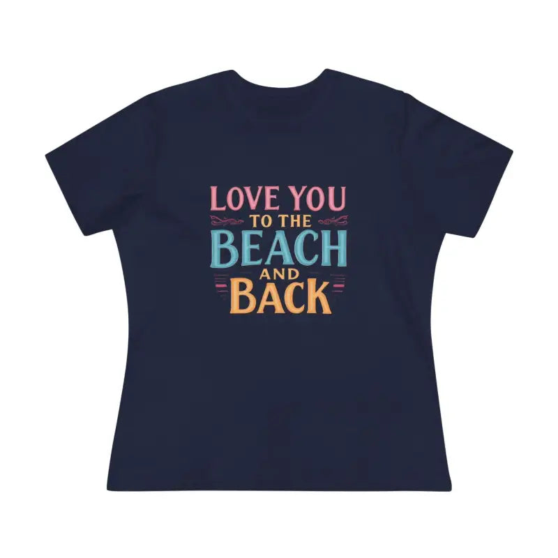 Dark blue Womens Beach Lovers Cotton Tee with Love You To The Beach And Back text