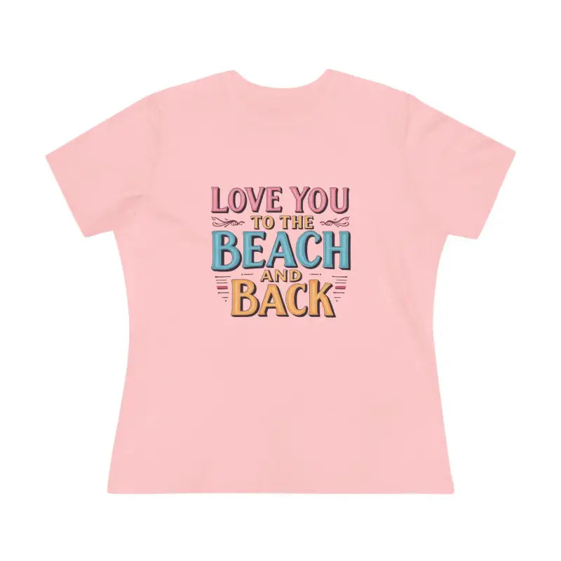 Pink Women’s Beach Lovers Cotton Tee featuring beach-themed text design