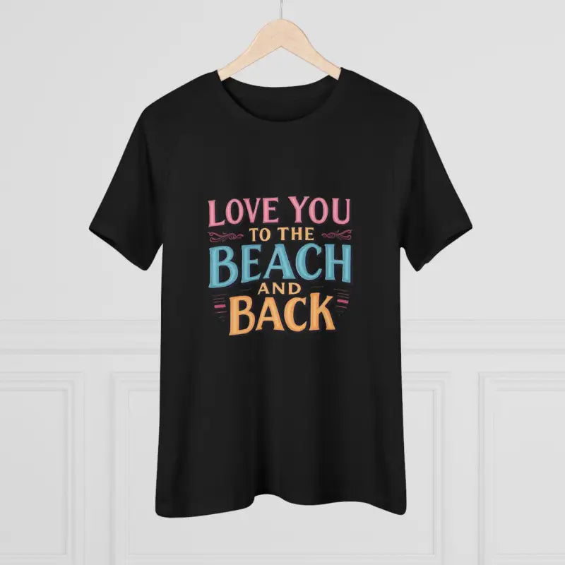 Black Women’s Beach Lovers Cotton Tee featuring colorful Love You To The Beach text design