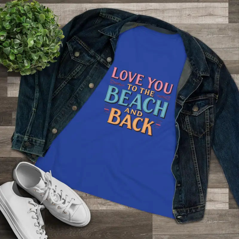 Blue Women’s Beach Lovers Cotton Tee featuring Love You to the Beach and Back design