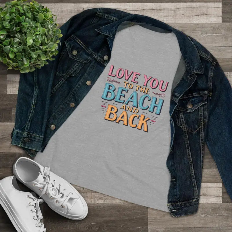Gray Women’s Beach Lovers Cotton Tee featuring Love You To The Beach design