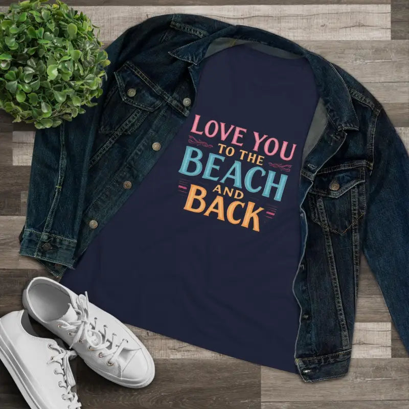 Navy blue Women’s Beach Lovers Cotton Tee featuring Love You To The Beach design