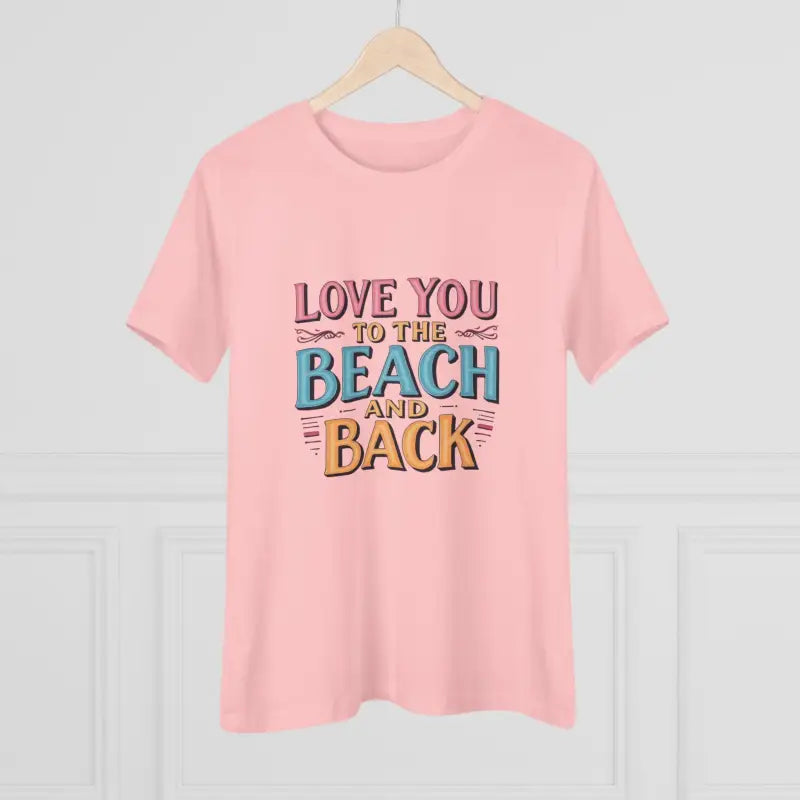 Pink Womens Beach Lovers Cotton Tee featuring Love You to the Beach and Back text