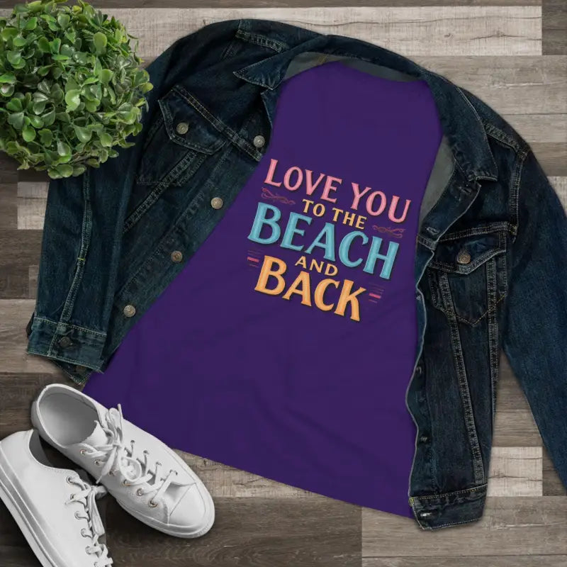 Purple Women’s Beach Lovers Cotton Tee featuring beach-themed text design