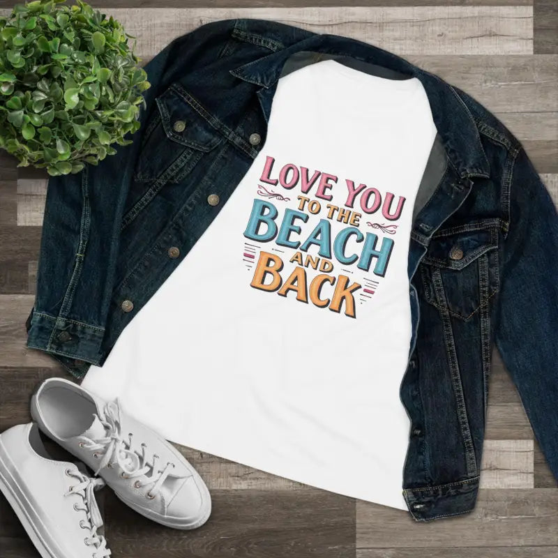 White t-shirt featuring beach-themed text for Womens Beach Lovers Cotton Tee