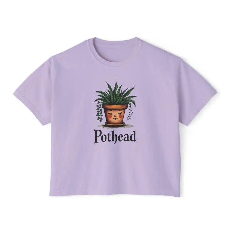 Lavender Women’s Boxy T Shirt featuring a cute planter graphic for stylish comfort