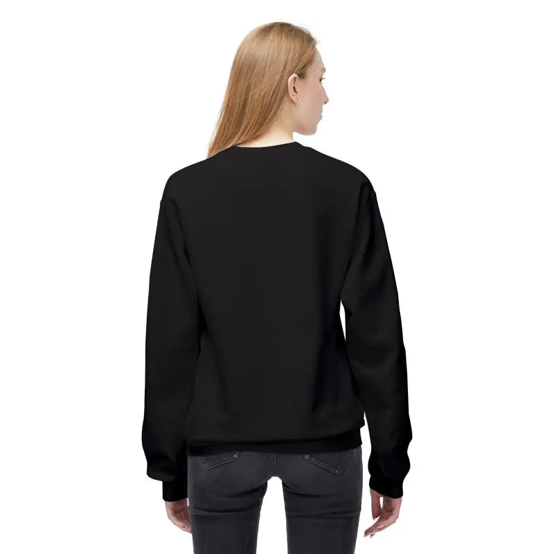 Black long-sleeved Women’s Floral Sweatshirt Softstyle Fleece Crewneck displayed