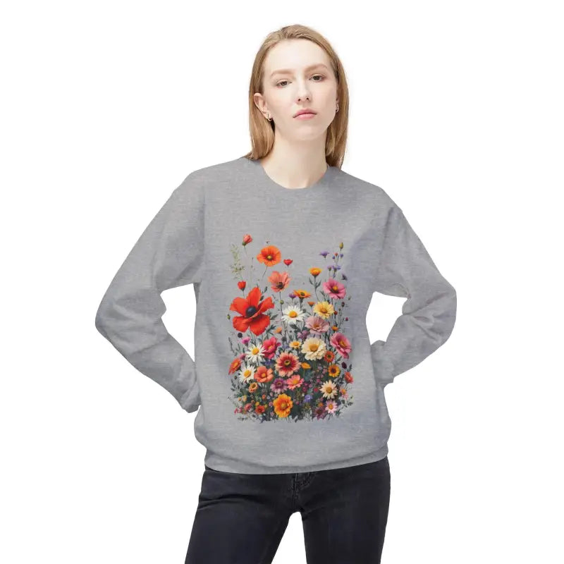 Gray floral sweatshirt from Women’s Floral Sweatshirt Softstyle Fleece Crewneck collection