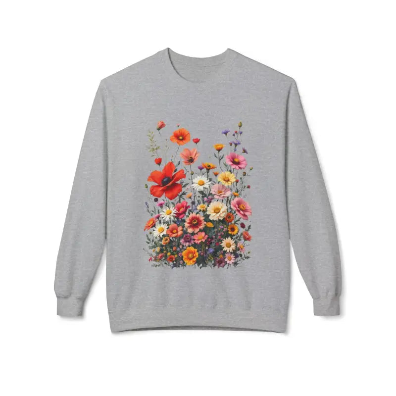 Gray sweatshirt with floral design from Women’s Floral Sweatshirt Softstyle Fleece Crewneck