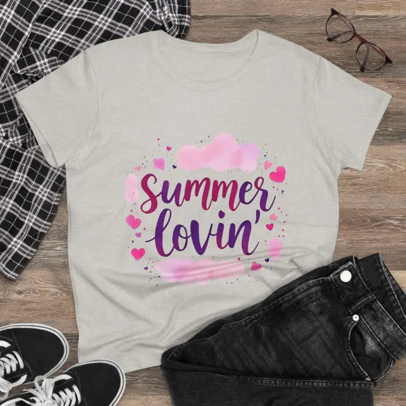 Gray Women’s Summer Lovin Cotton Tee with stylish summer-themed design