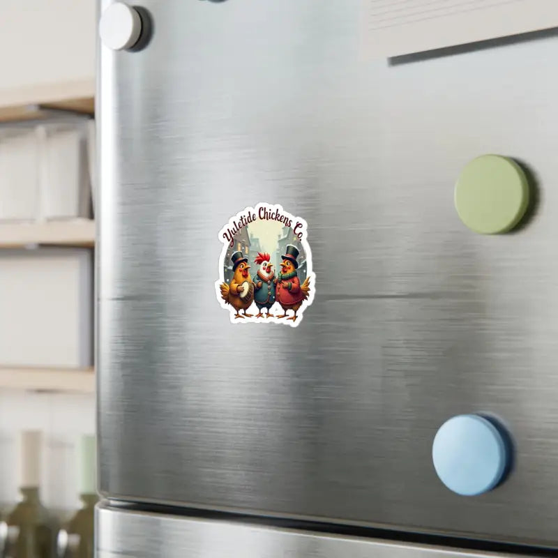 Novelty chicken magnet from Yuletide Chickens Co Christmas holiday vinyl decal