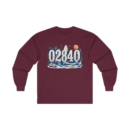 Maroon long-sleeved shirt from Coastal Vibes Unisex Long Sleeve Tee for Outdoor Lovers