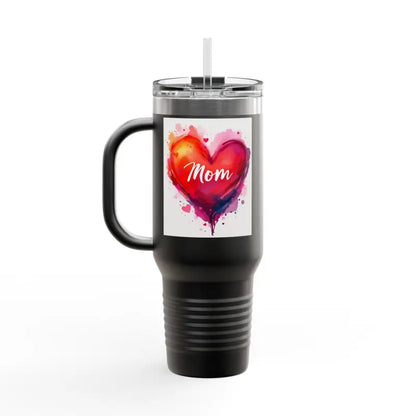 Black travel mug featuring heart design for 40oz Insulated Travel Mug for Love Mom Day