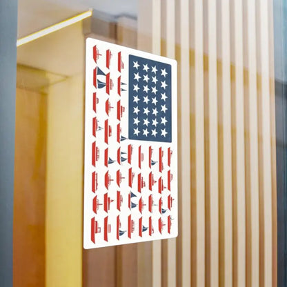 American Flag Sailboat Stripes Decal featuring megaphones and an American flag sticker