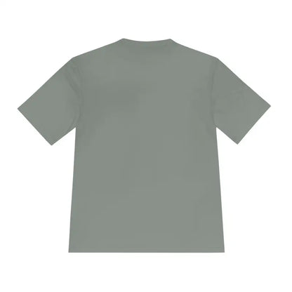 Gray short-sleeved t-shirt featuring American Flag Shark graphic for unisex wear