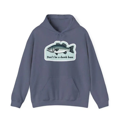 Blue hoodie featuring a fish graphic from the Bass Fishing Hoodie collection
