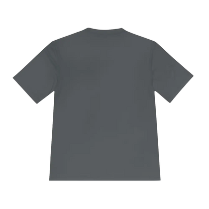 Gray short-sleeved Beach Bum Unisex Moisture Wicking Tee for comfortable wear