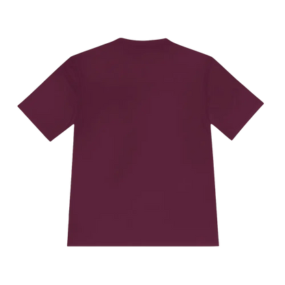 Maroon short-sleeve Beach Bum Unisex Moisture Wicking Tee for comfort and style