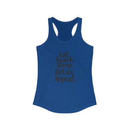 Blue Racerback Tank Top from Beach Vibes Eat Beach Sleep Relax Repeat Collection