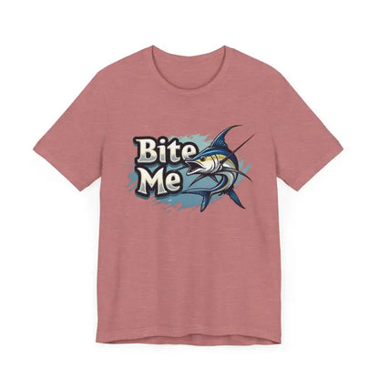 Salmon-colored t-shirt featuring Bite Me Unisex Fish Graphic Tee design