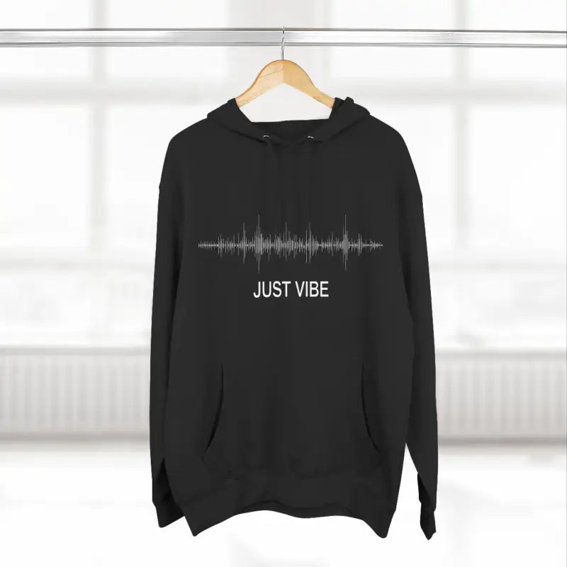 Black hoodie featuring a unique sound wave design for stylish casual wear