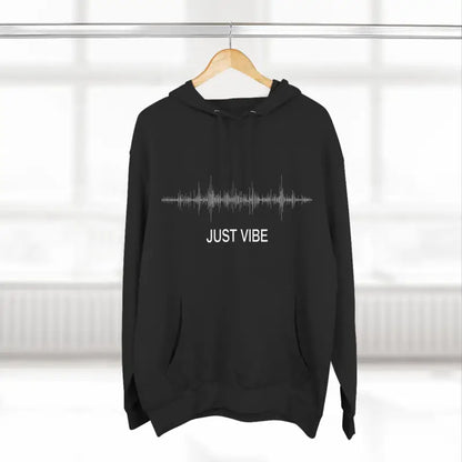 Black hoodie featuring a unique sound wave design for stylish casual wear