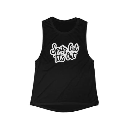 Black sleeveless Women’s Flowy Scoop Tank Top ideal for casual and stylish outfits
