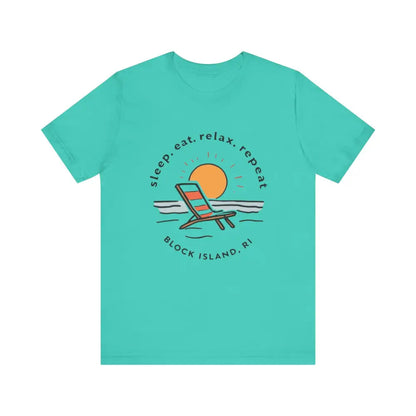Turquoise Block Island Beach Vibes Unisex Tee for a stylish summer look