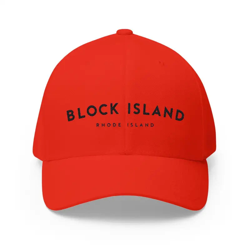 Red Block Island Closed-Back Structured Cap for Stylish Comfort and Embroidery