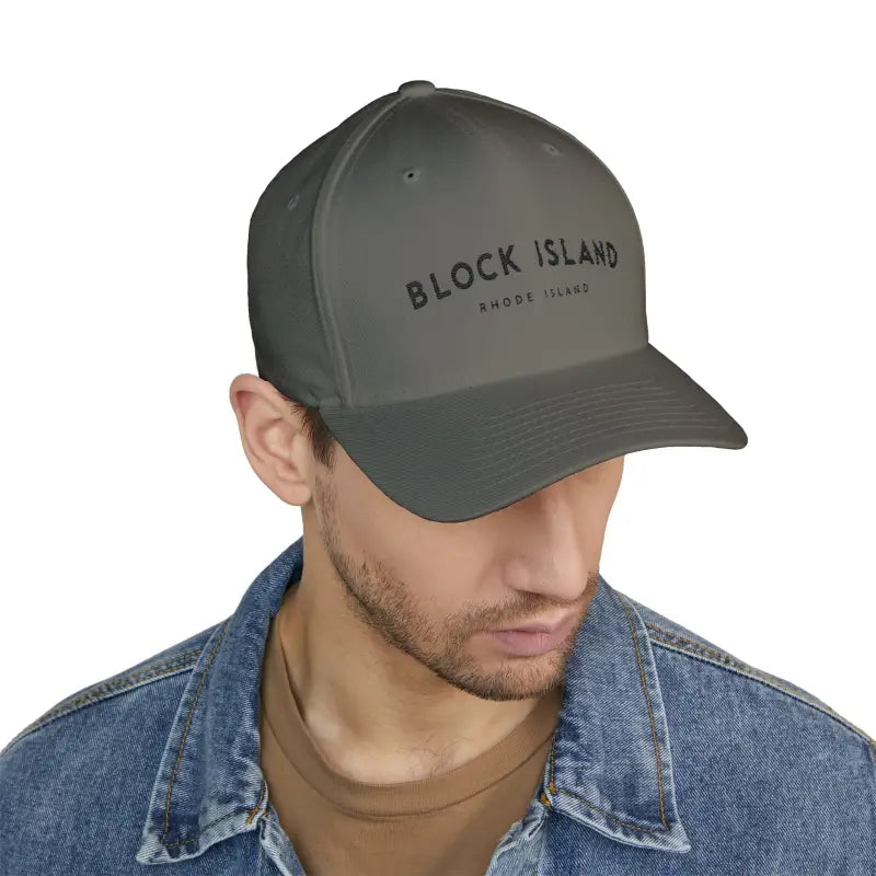 Gray Block Island Closed-Back Structured Cap for Stylish Comfort with Embroidery