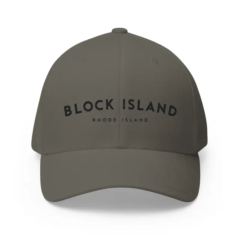 Gray Block Island Closed-Back Structured Cap showcasing stylish comfort and embroidery detail