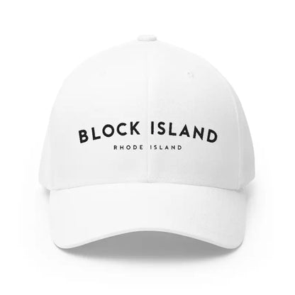 White Block Island Closed-Back Structured Cap featuring stylish embroidery for comfort