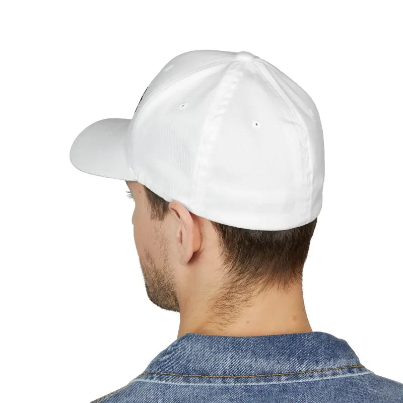 White Block Island Closed-Back Structured Cap with Embroidery for Stylish Comfort