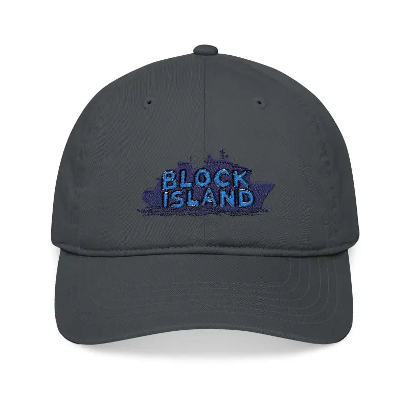 Gray Block Island Embroidered Organic Baseball Cap designed for stylish outdoor wear
