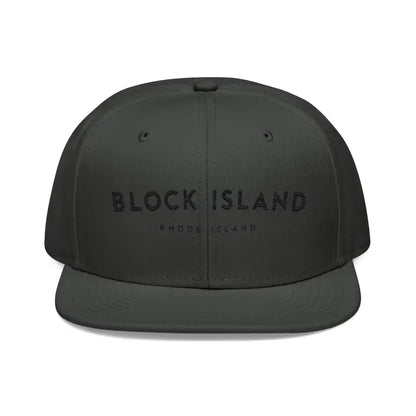 Black baseball cap from the Block Island Embroidered Snapback Cap for Summer Fun