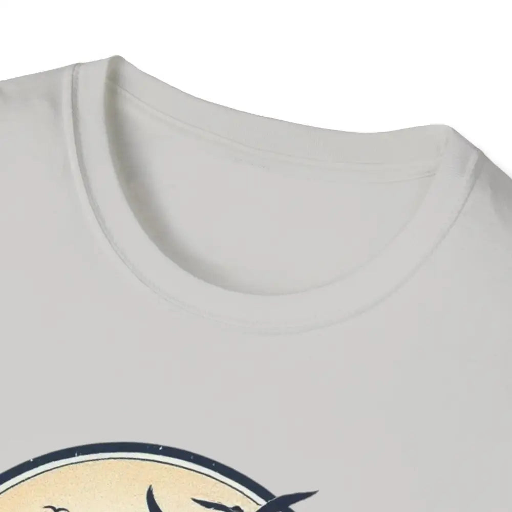White t-shirt neckline of Block Island Graphic Unisex Softstyle T Shirt