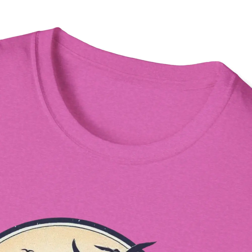 Pink t-shirt neckline of Block Island Graphic Unisex Softstyle T Shirt