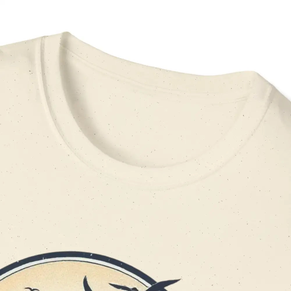 Beige t-shirt neckline of Block Island Graphic Unisex Softstyle T Shirt