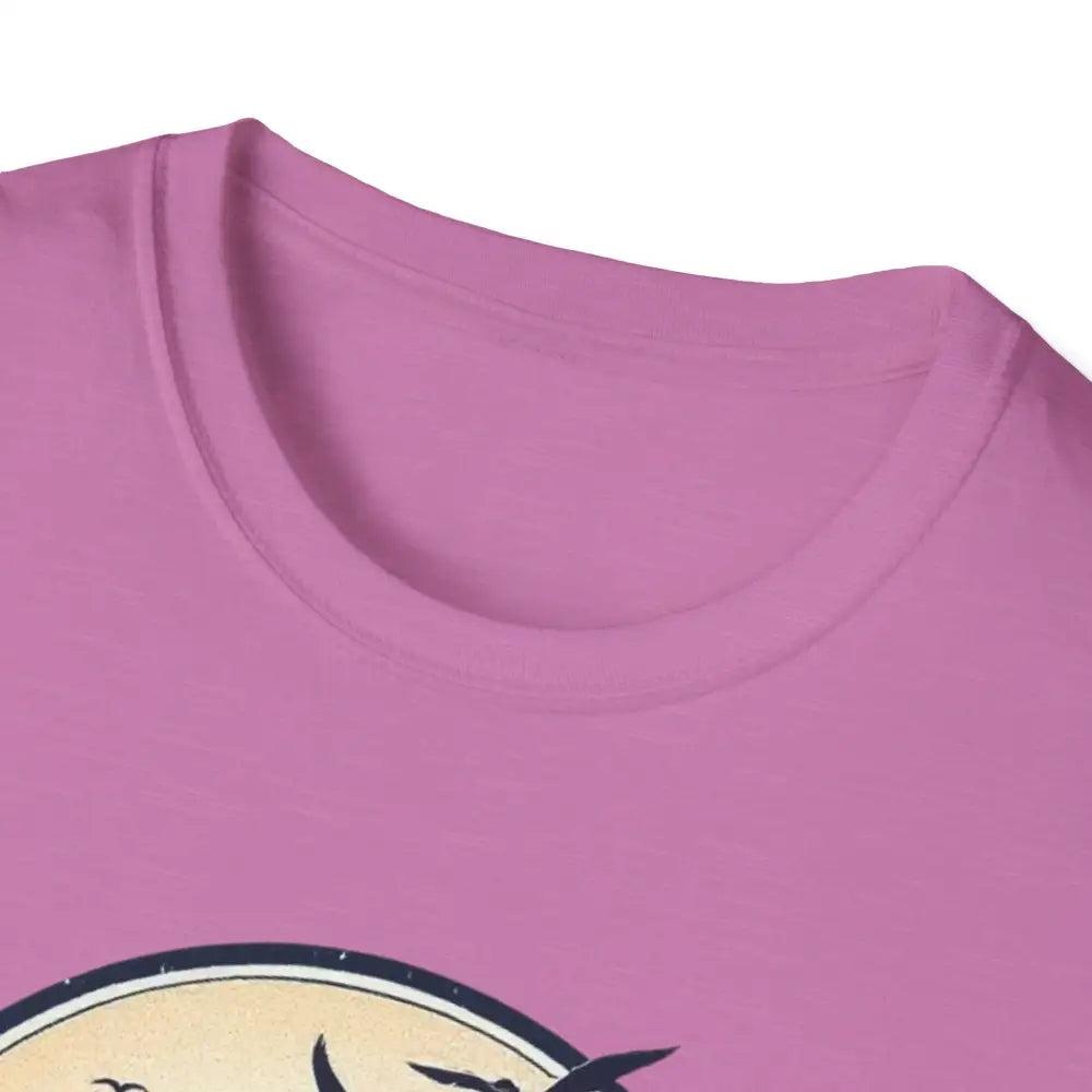 Pink t-shirt neckline of Block Island Graphic Unisex Softstyle T Shirt