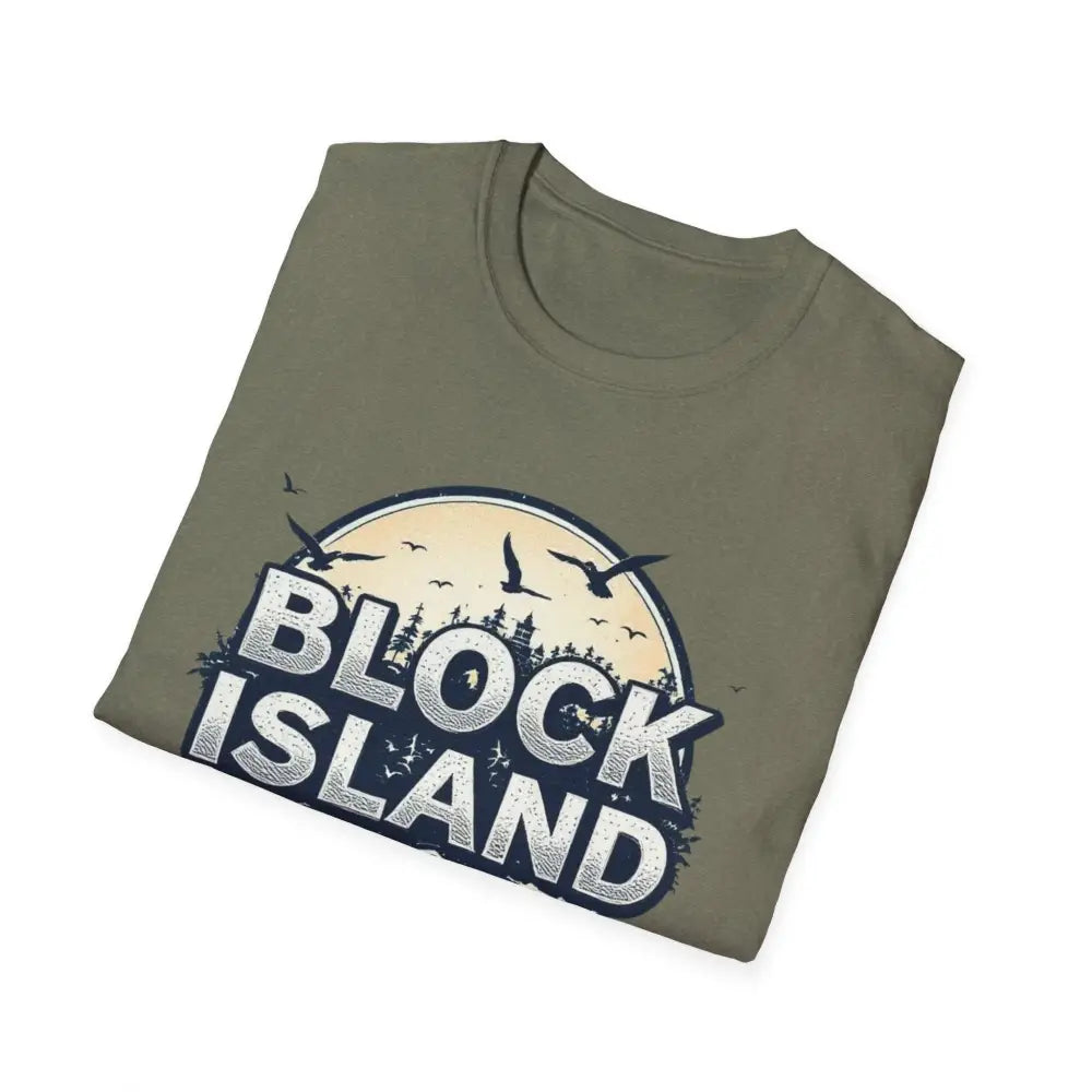 Folded khaki t-shirt from Block Island Graphic Unisex Softstyle T Shirt collection