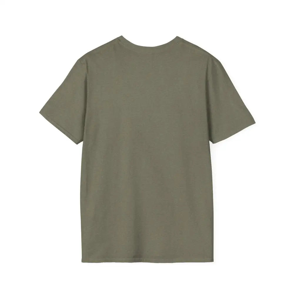 Olive green Block Island Graphic Unisex Softstyle T Shirt displayed for sale
