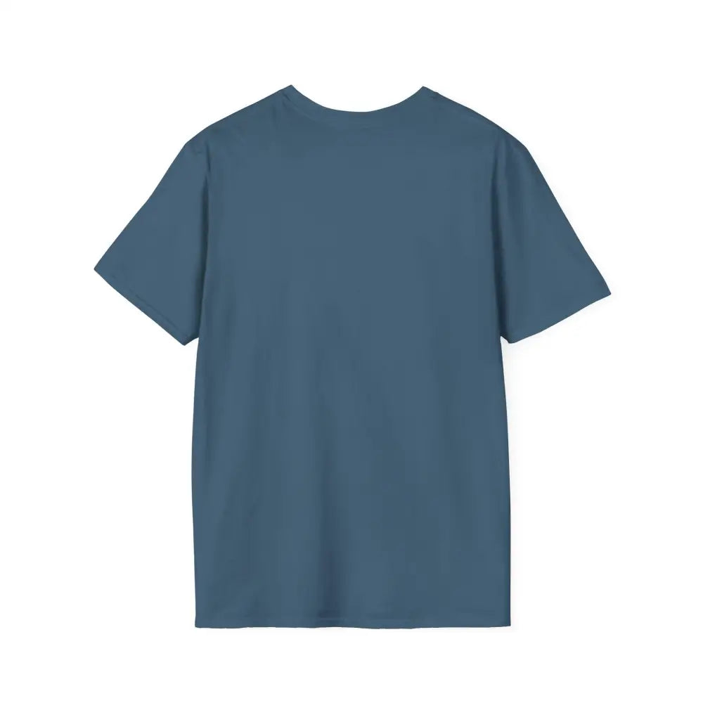 Blue short-sleeved Block Island Graphic Unisex Softstyle T Shirt displayed on a model